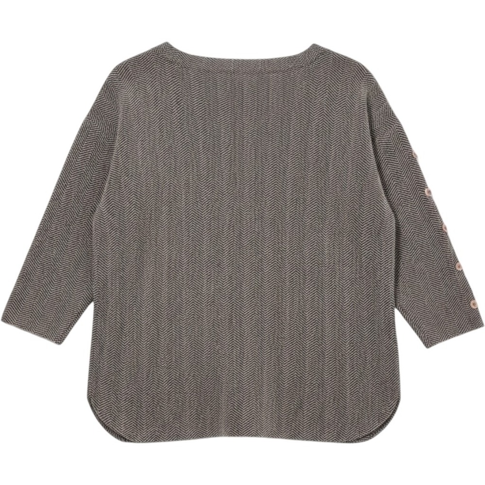Liz Claiborne‎ Pink/Black Zig Zag Crewneck Shirt - Long Sleeve W/ Buttons- Sz L